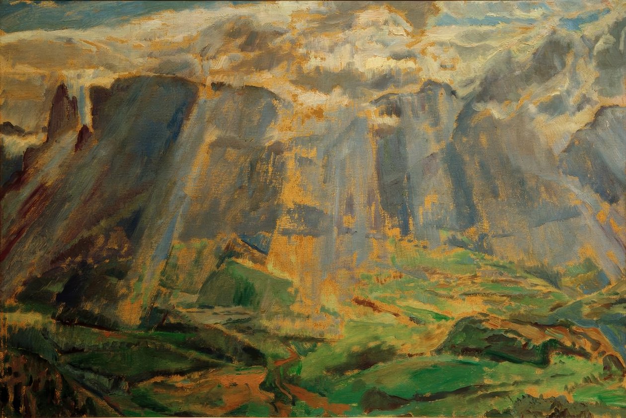 Alpine landskab i Sydtyrol af Albert Weisgerber