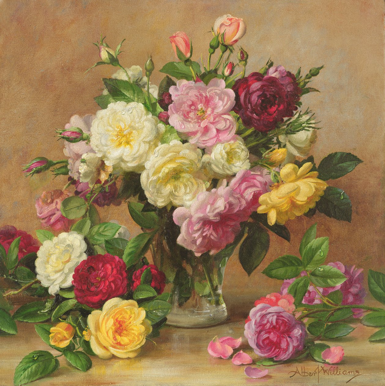 AB3052 Old Fashioned Victorian Roses, 1995 af Albert Williams