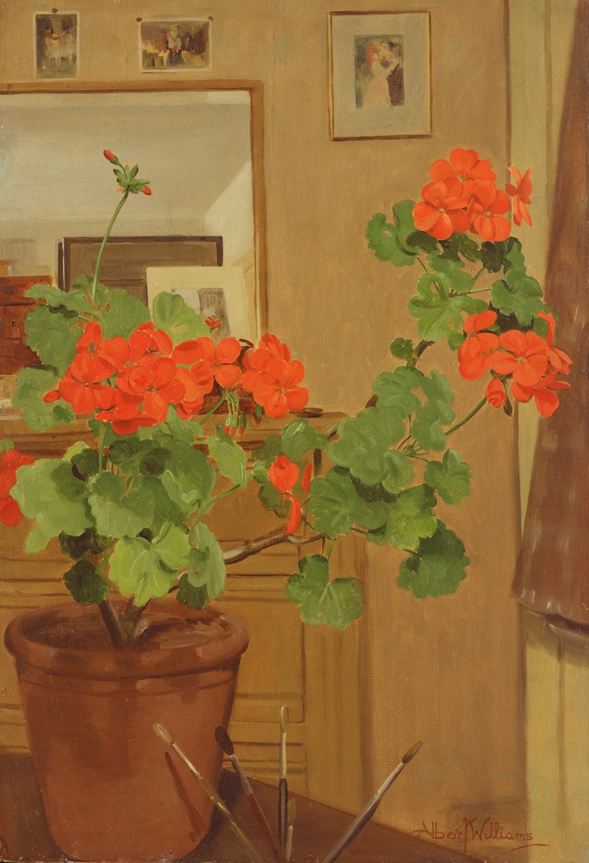 AB319 Pelargonier i et studiehjørne, 1948-49 af Albert Williams