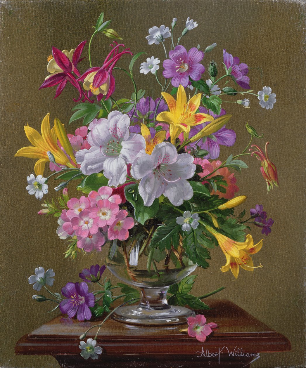 AW214 Sommerarrangement i glasvase af Albert Williams