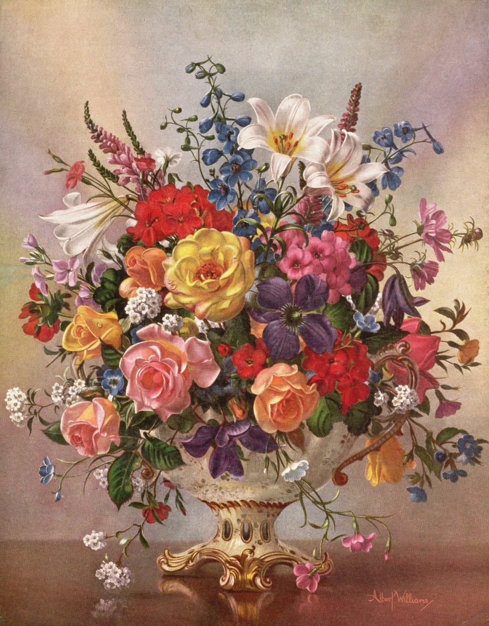 PB268 Vase med blomster i en porcelænskande af Albert Williams