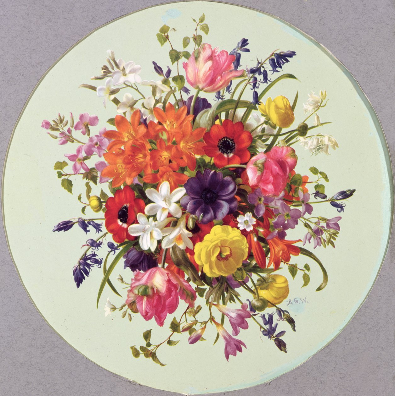 PB269 Et cirkulært arrangement af blomster af Albert Williams