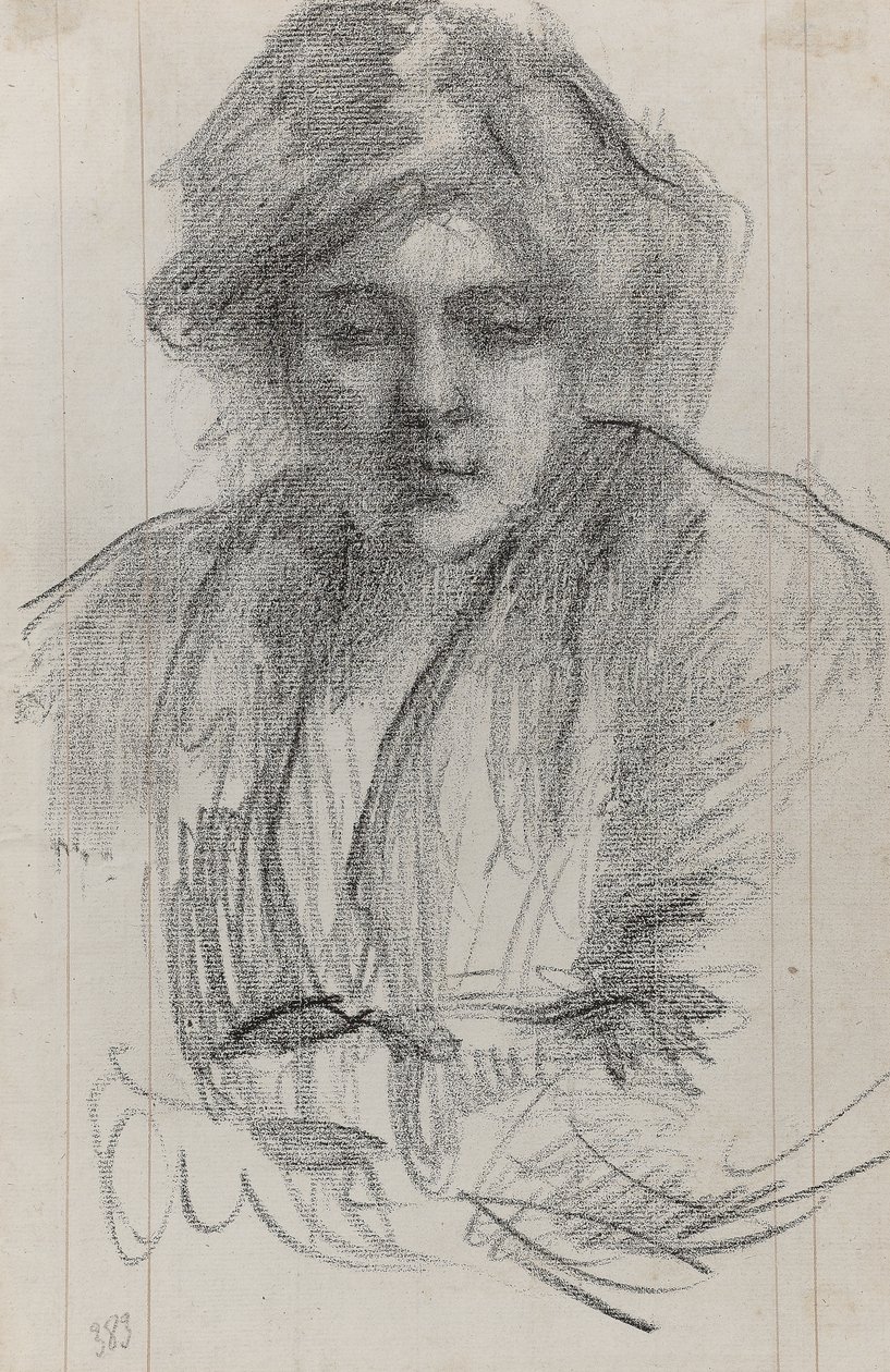 Julie, kunstnerens kone, ca.1920 (farvekridt og blæk på papir) af Albert de Belleroche