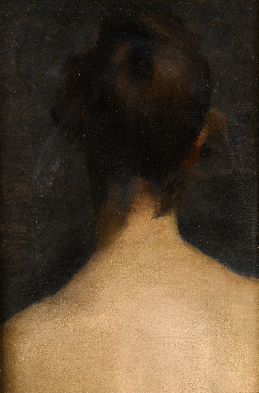 Bagfra, hoved og skuldre, af en ung kvinde, ca. 1885 af Albert de Belleroche