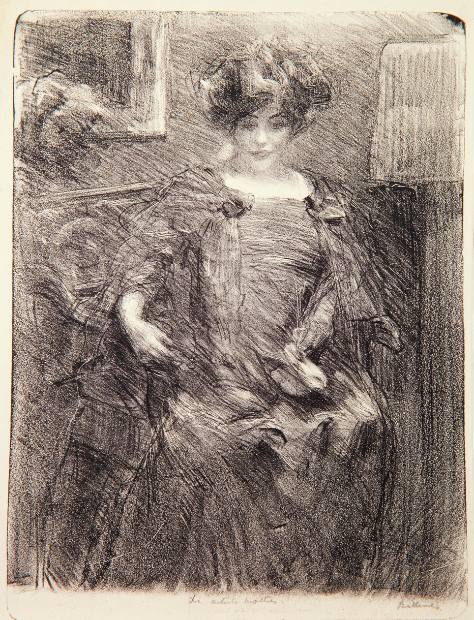 Kunstnerens mor (litografi) af Albert de Belleroche
