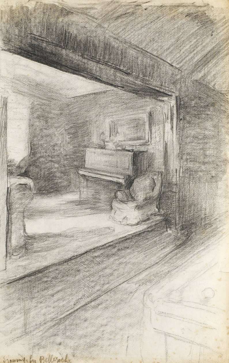 The Artists Sitting Room, ca. 1890 (sort kridt på papir) af Albert de Belleroche