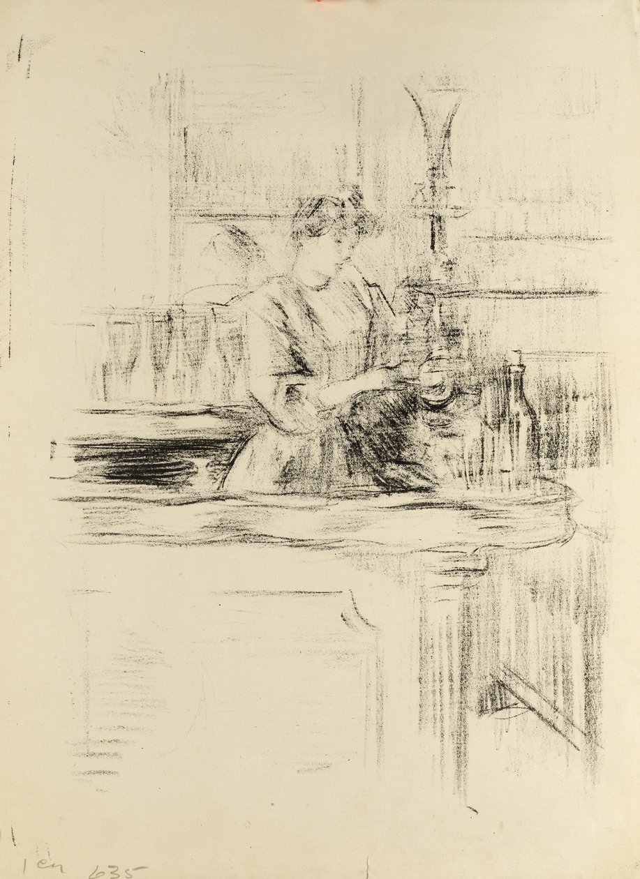 Kvinde, der arbejder på en bar, sidst i 1890