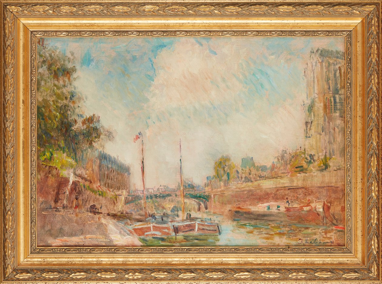 Notre-Dame fra Seinen (olie på lærred) af Albert Charles Lebourg