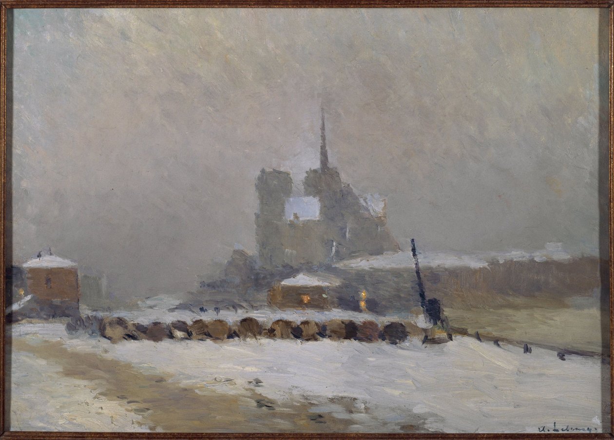 Notre-Dame de Paris, sneeffekt, aften, ca. 1897 (olie) af Albert Charles Lebourg