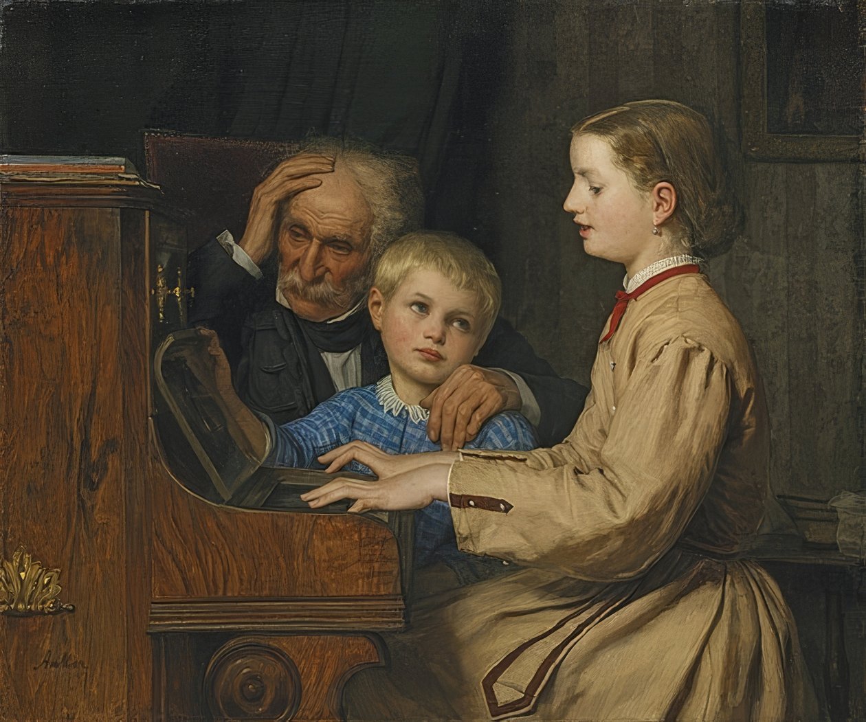Sangen om hjemmet. 1874 af Albert Anker