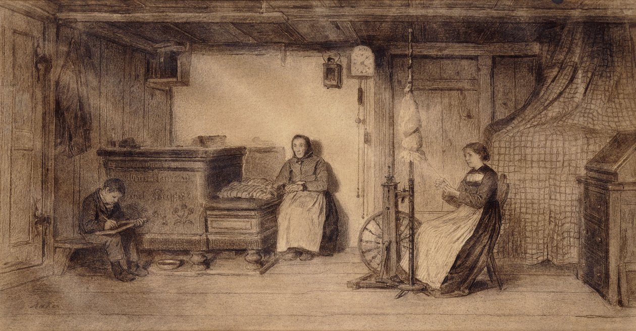 I Stuestuen, af Albert Anker