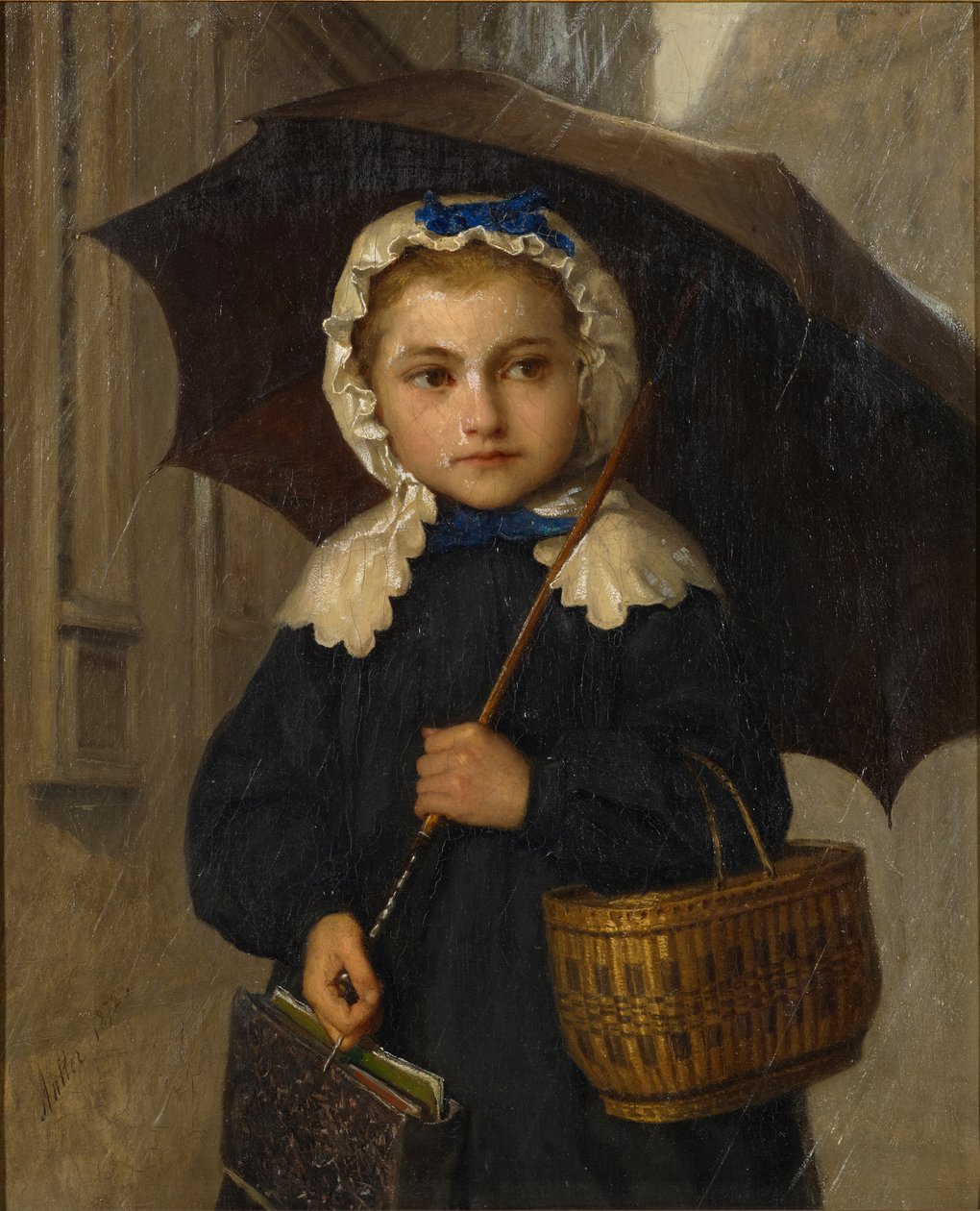 Louise Anker med paraply, 1872 af Albert Anker