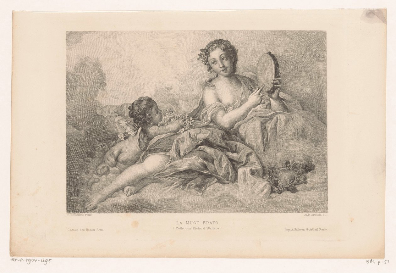 Muse Erato med putto og tamburin La muse Erato (Samling Richard Wallace) (titel på objekt) af Albert Ardail