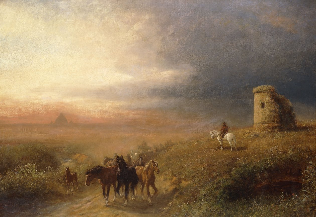 Solnedgang i Campagna; Aftenstemning i Campagnaen af Albert Arnz