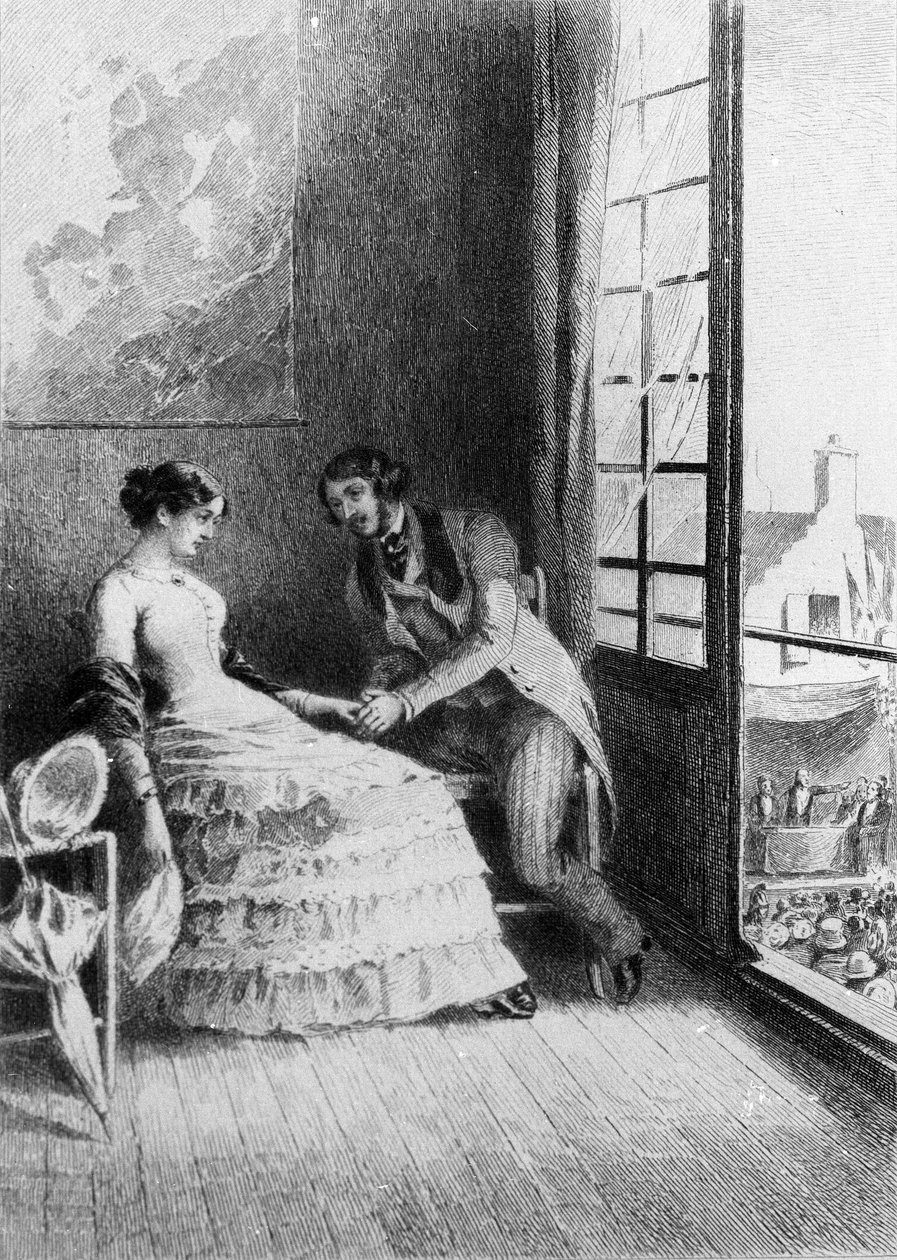 Illustration af romanen "" Madame Bovary"" af Gustave Flaubert (1821-1880). Illustration af Albert Fourie (1854-1937). af Albert Auguste Fourie