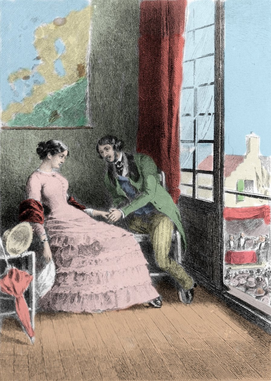 Illustration af romanen "" Madame Bovary"" af Gustave Flaubert (1821-1880). Illustration af Albert Fourie (1854-1937). af Albert Auguste Fourie