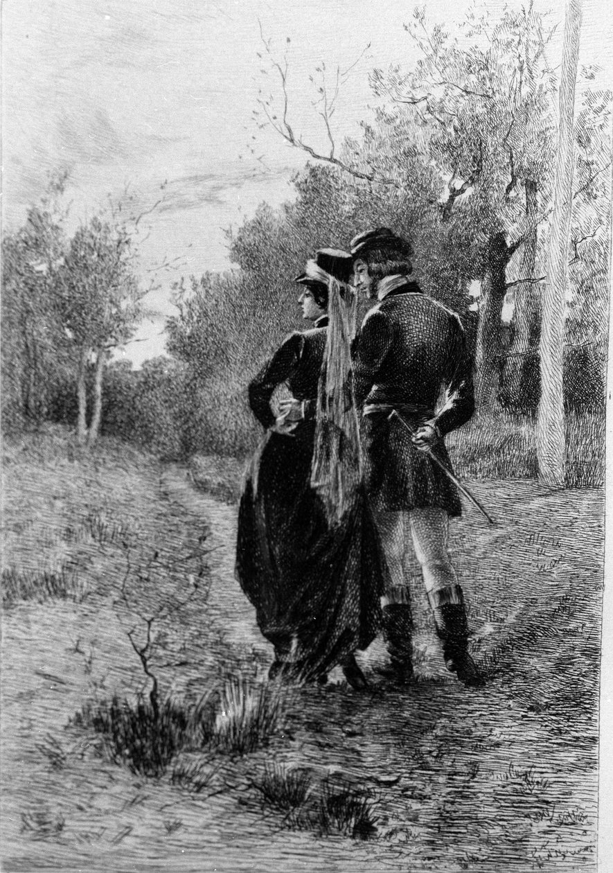 Illustration af romanen "" Madame Bovary"" af Gustave Flaubert (1821-1880). Illustration af Albert Fourie (1854-1937). af Albert Auguste Fourie