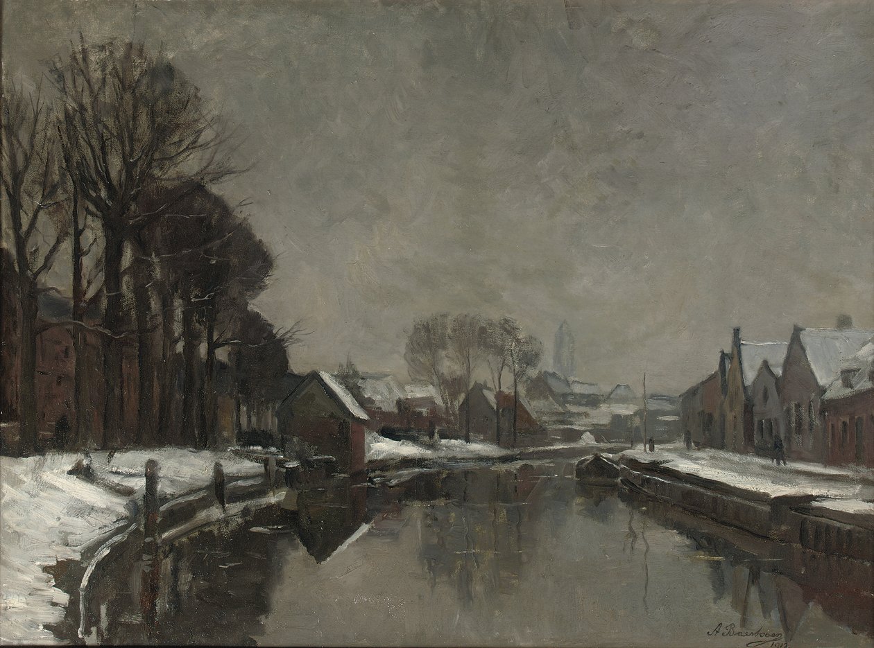 En belgisk by om vinteren, 1912 af Albert Baertsoen