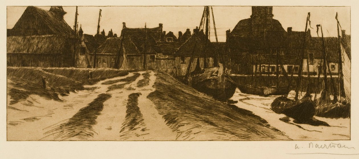 Den lille havn i Terneuzen om aftenen af Albert Baertsoen