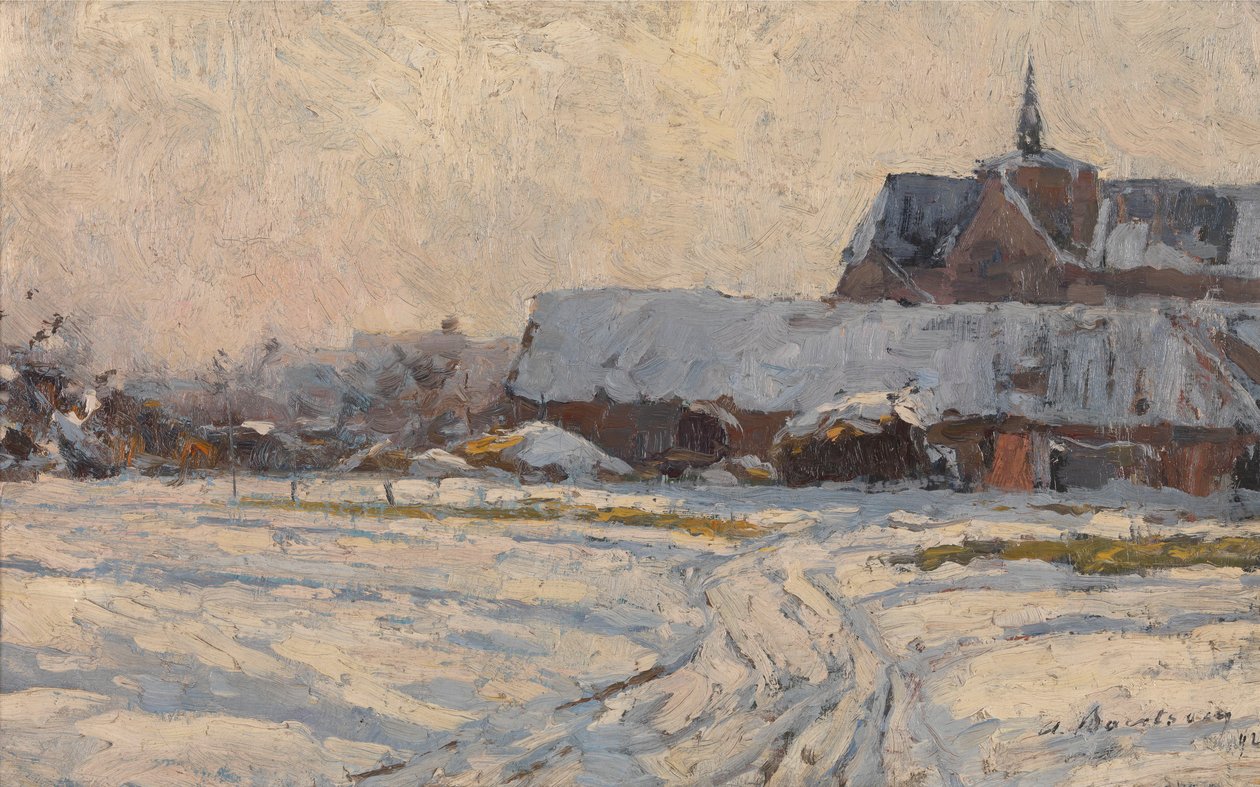 Sne, om eftermiddagen (Landsby under sneen) af Albert Baertsoen