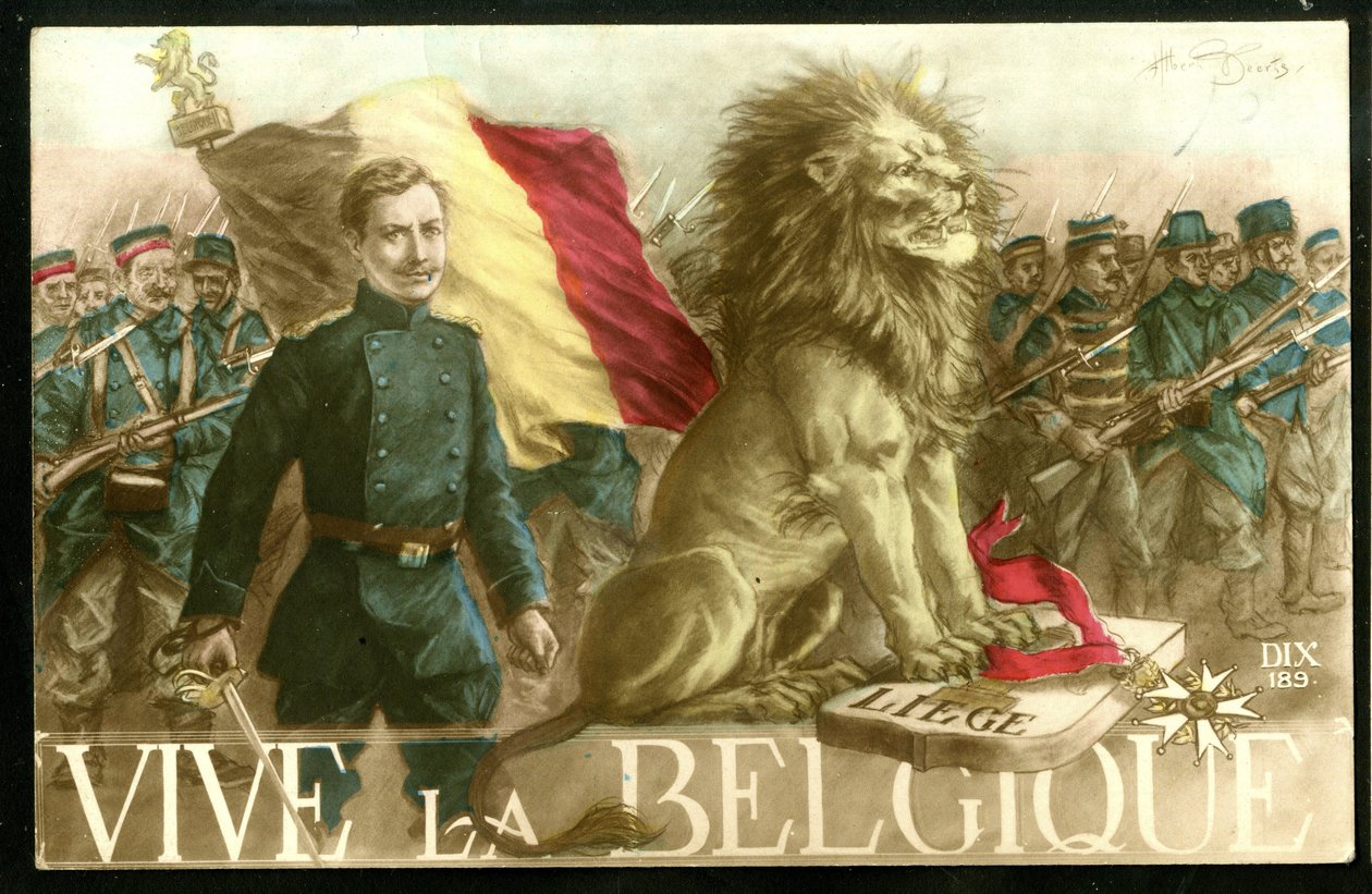 Krig 14-18:Længe leve Belgien, ca. 1915 (Postkort) af Albert Beerts