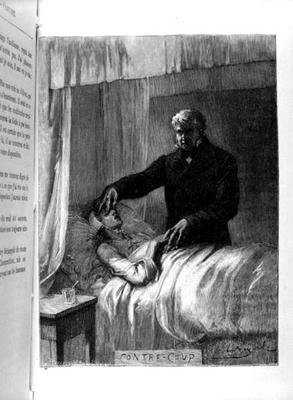 Jean Valjean lukker Fantines øjne, illustration fra 