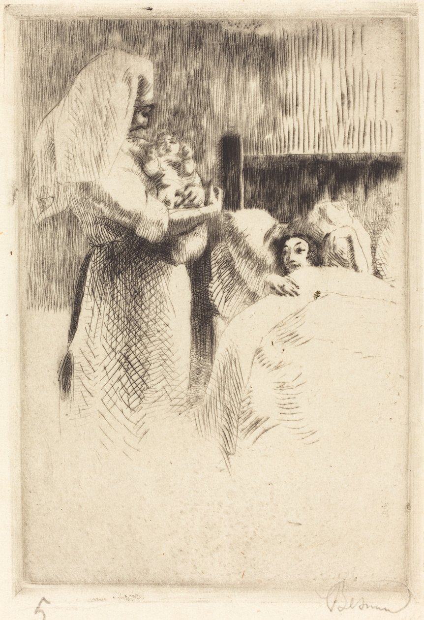 Fødselsmeddelelse for Anne-Élisabeth Besnard (Anne-Élisabeth Besnard fødselskort) af Albert Besnard