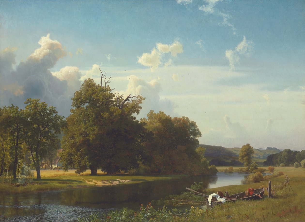 Et flodlandskab, Westfalen af Albert Bierstadt