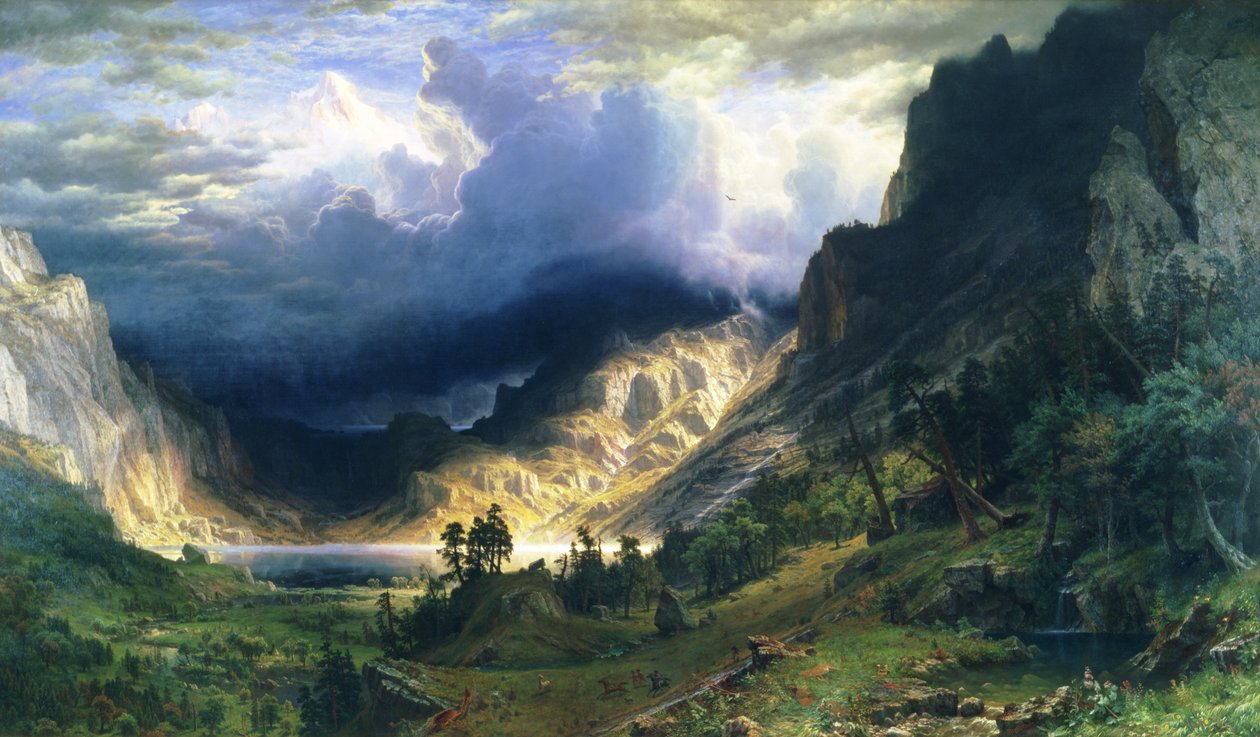 En storm i Rocky Mountains - Mt. Rosalie af Albert Bierstadt