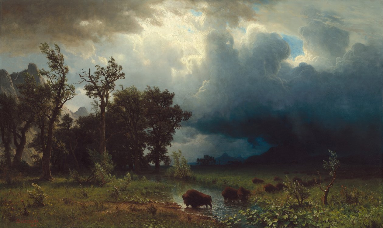 Buffalo Trail: The Impening Storm af Albert Bierstadt