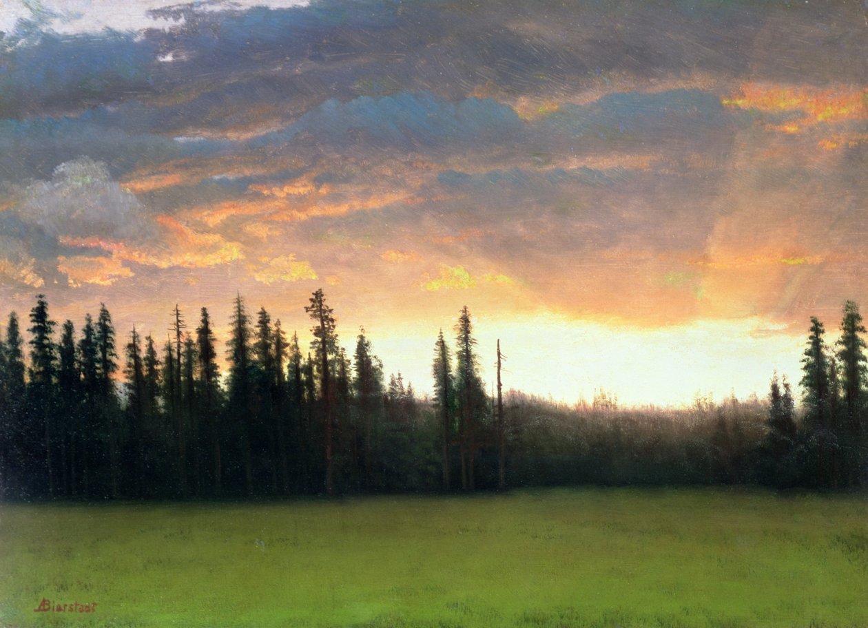 Californien solnedgang af Albert Bierstadt