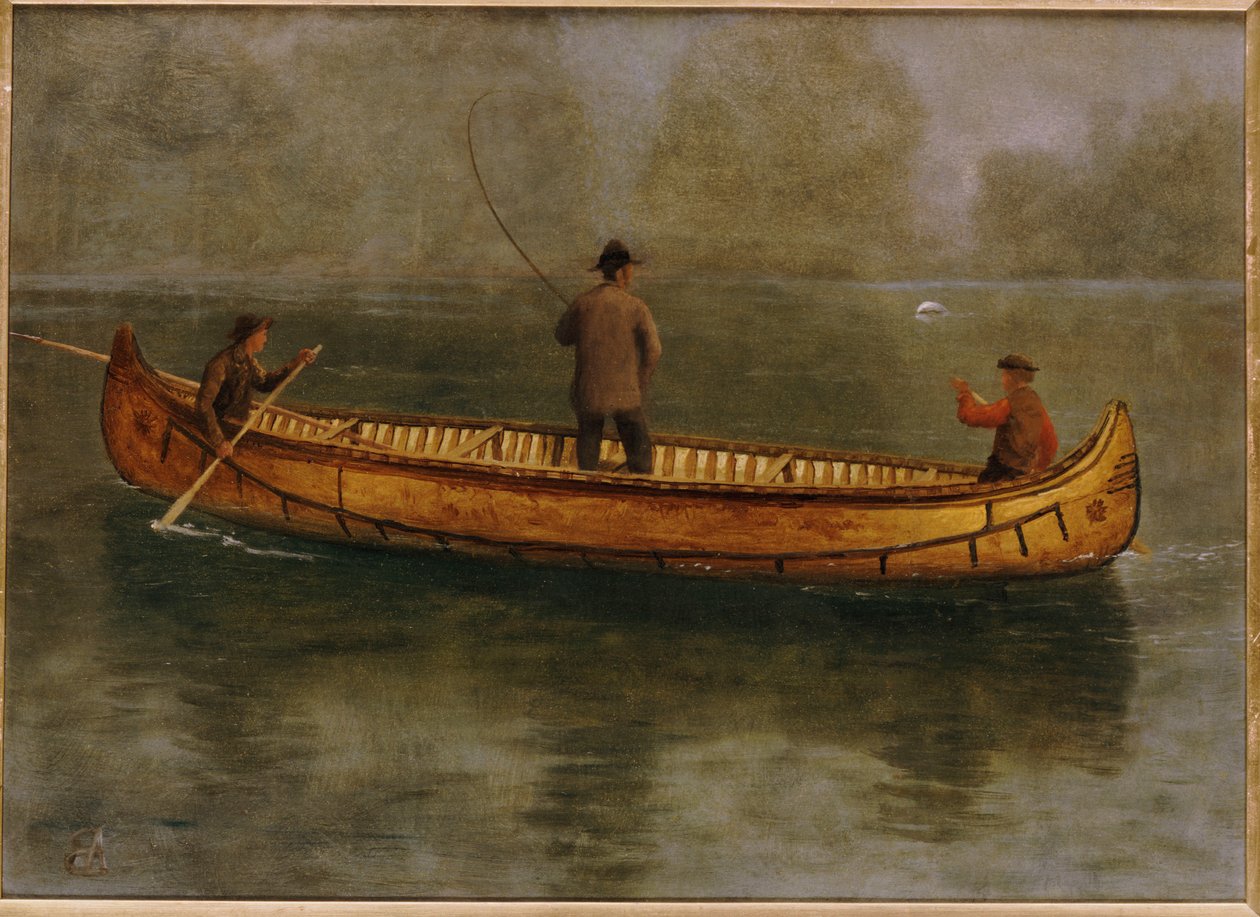 Fiskeri fra kano af Albert Bierstadt
