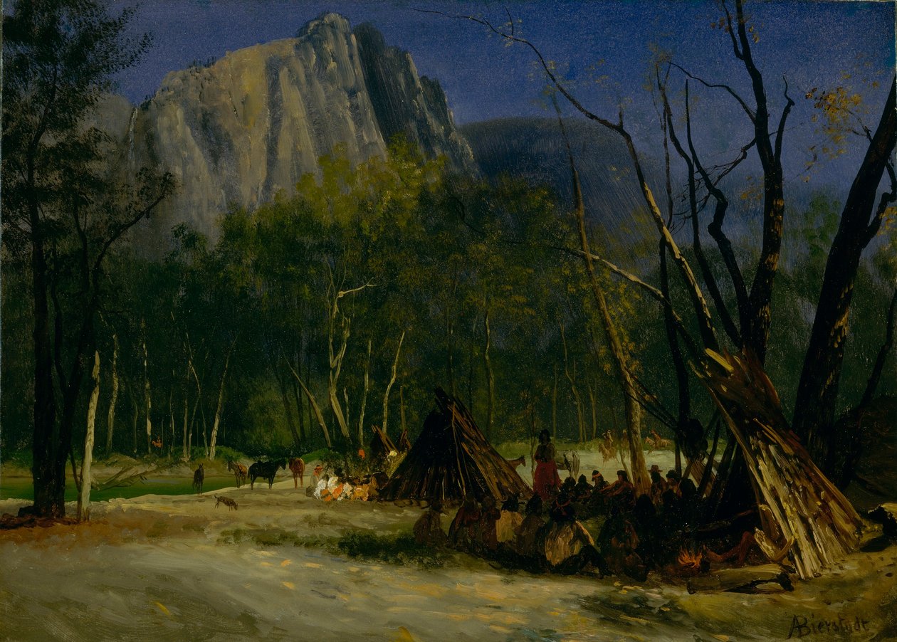 Indians in Council, Californien af Albert Bierstadt