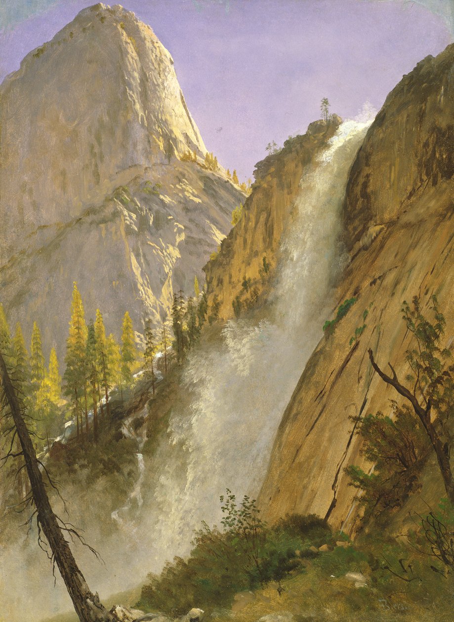 Liberty Cap, Yosemite Valley, 1873 (olie på papir lagt om bord) af Albert Bierstadt