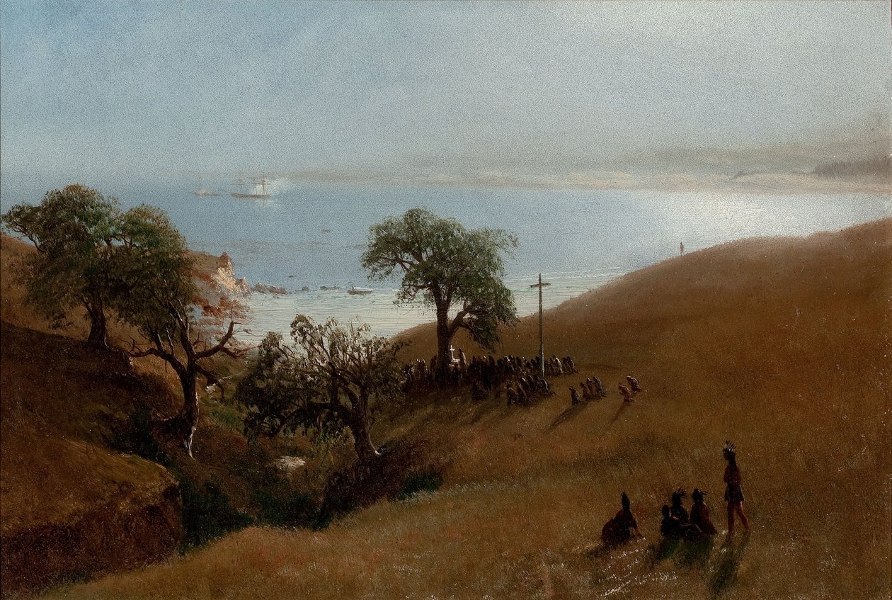 Monterey, Californien (undersøgelse af indgangen til Monterey) af Albert Bierstadt