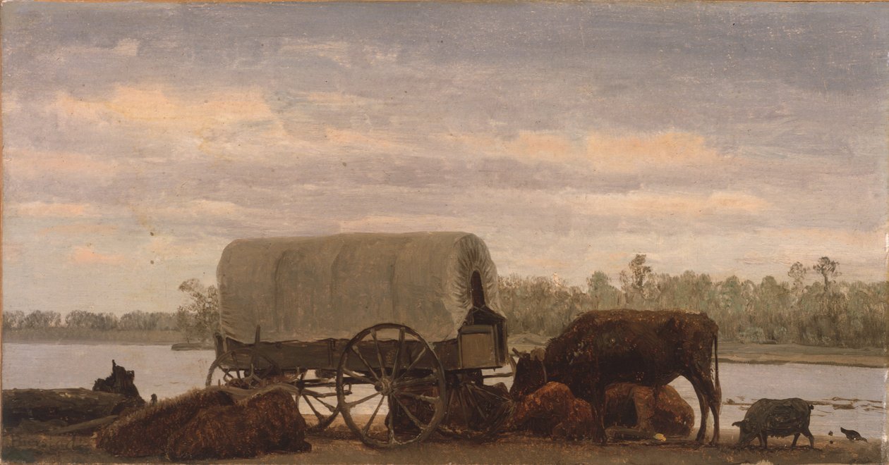 Nooning on the Platte, ca. 1859 (olie på papir monteret på lærred) af Albert Bierstadt