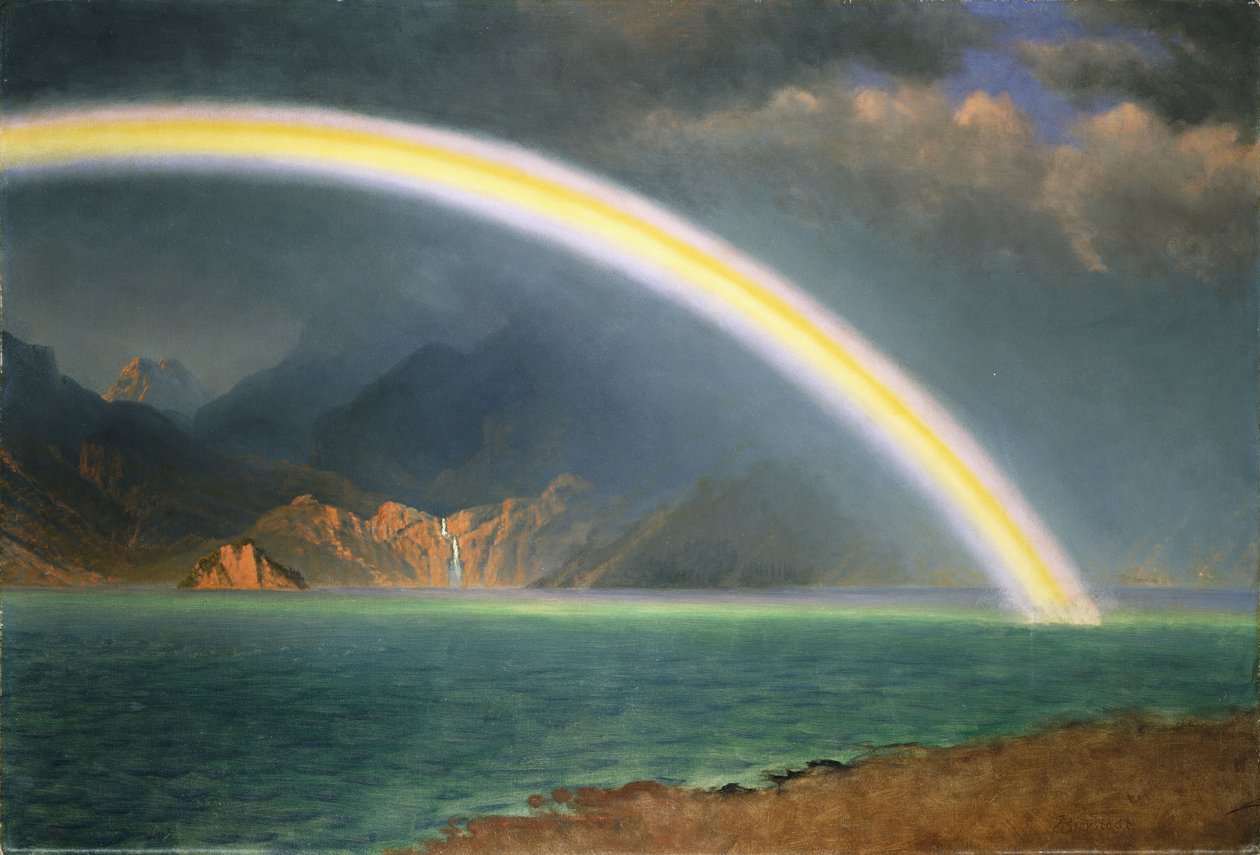 Regnbuen over Jenny Lake, Wyoming, af Albert Bierstadt
