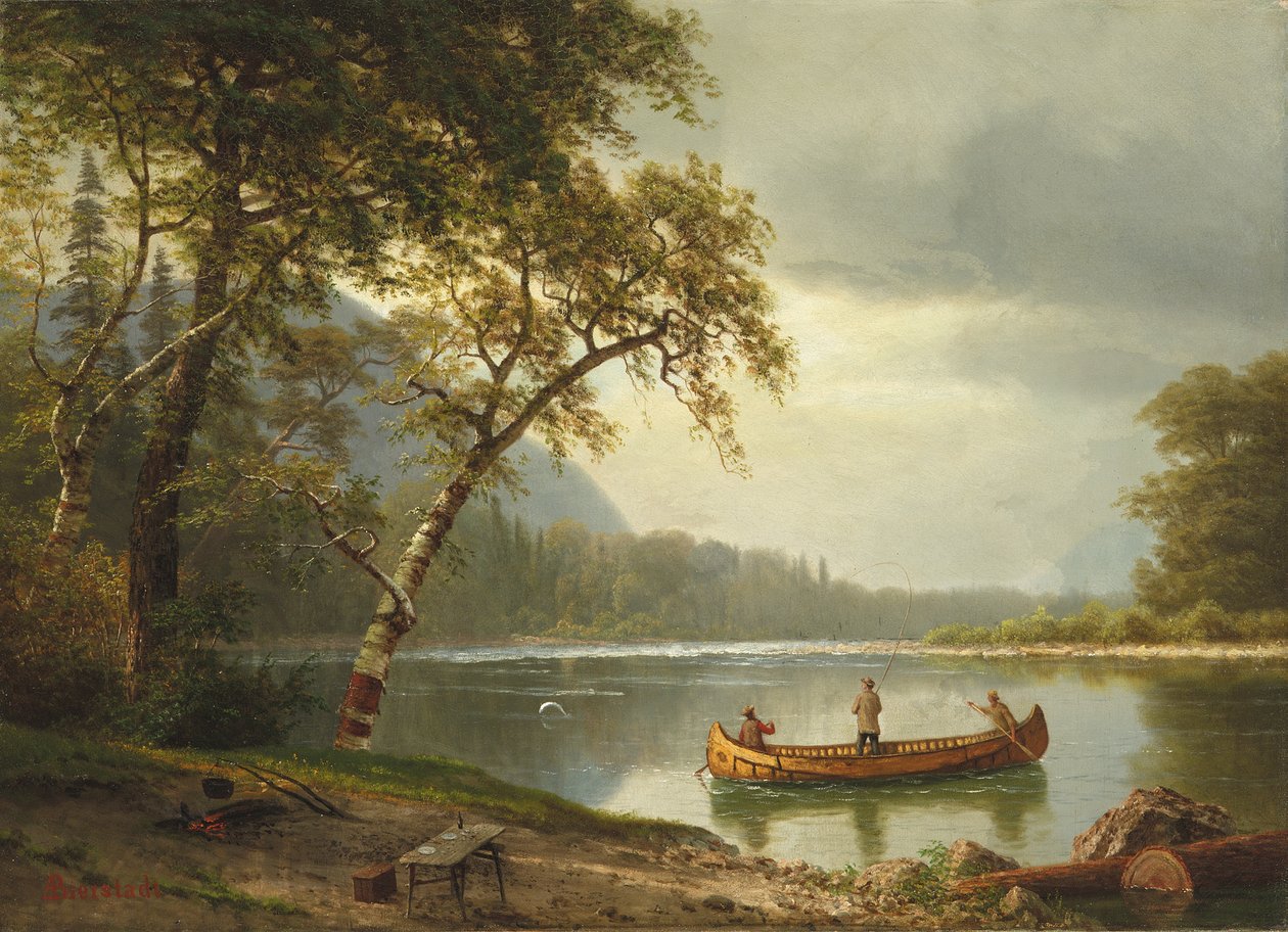 Laksefiskeri på Caspapediac-floden af Albert Bierstadt