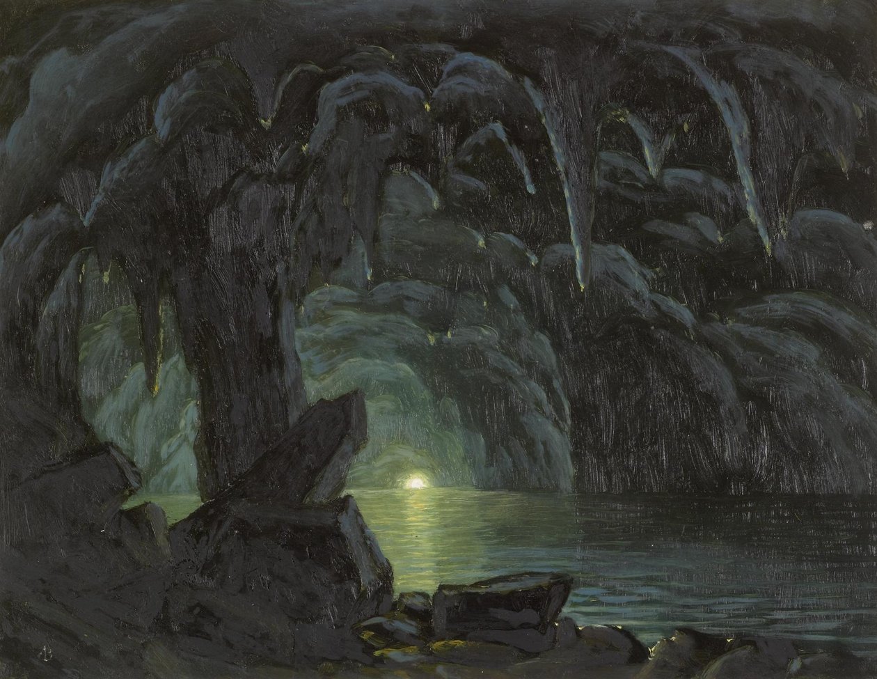 Den Blå Grotte, Capri af Albert Bierstadt