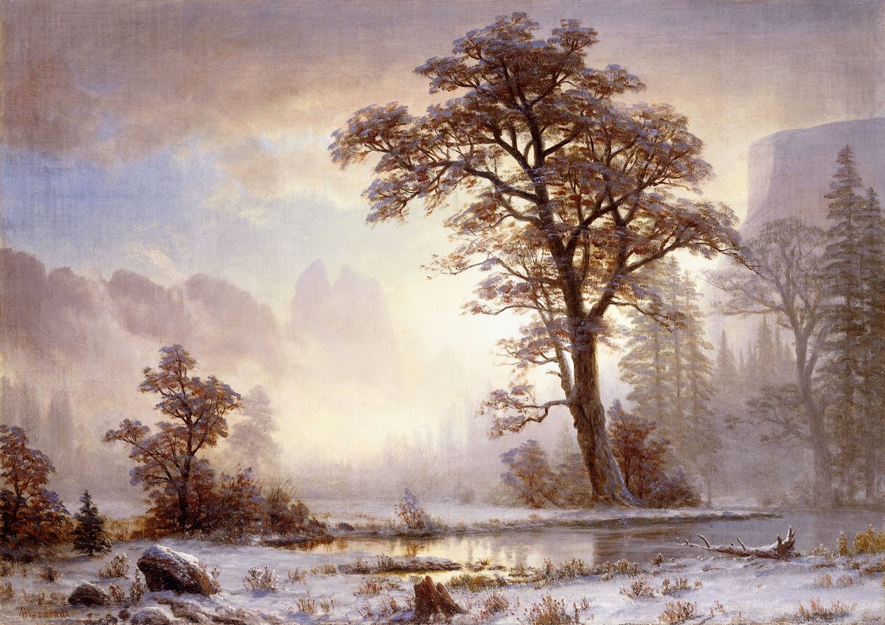 Valley of the Yosemite -Snefald, af Albert Bierstadt