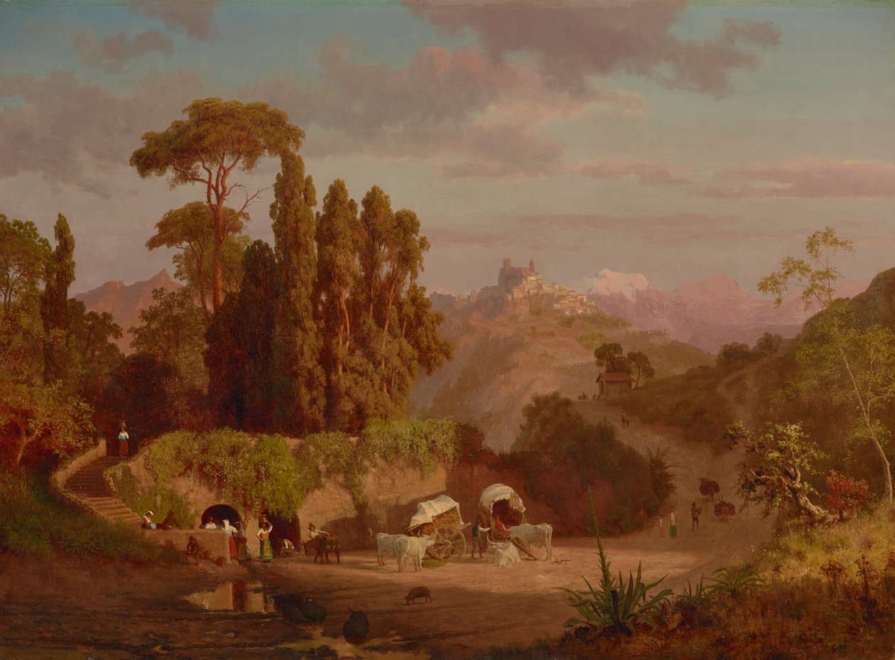 Udsigt over Subiaco, Italien 1859 (olie på lærred) af Albert Bierstadt