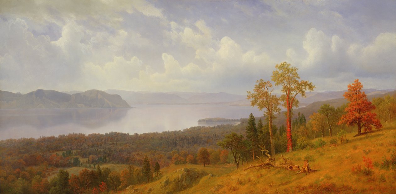 Udsigt på Hudson ser over Tappan Zee mod Hook Mountain, 1866 af Albert Bierstadt