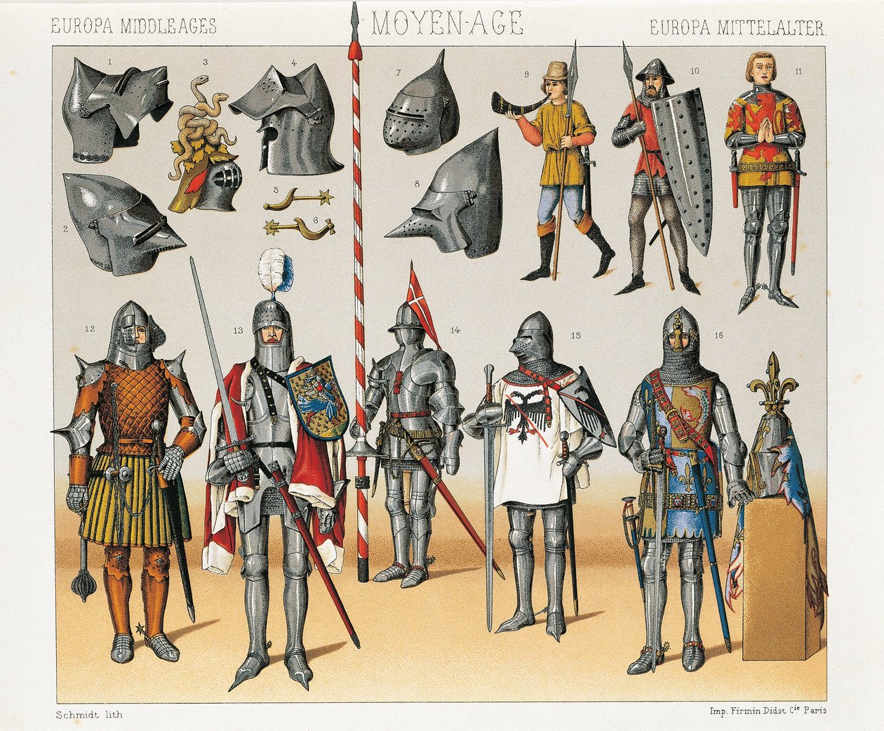 Illustration fra Auguste Racinets historiske kostumer, bind IV af Albert Charles August Racinet