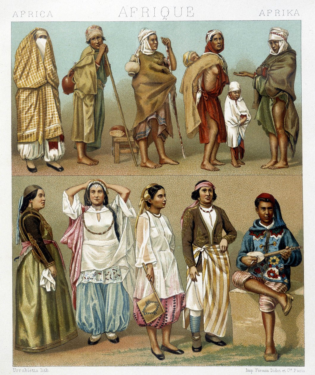 Illustration i "Det historiske kostume" af Racinet af Albert Charles August Racinet