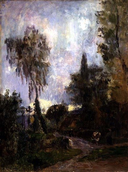 En vej i Hondouville (olie på lærred) af Albert Charles Lebourg