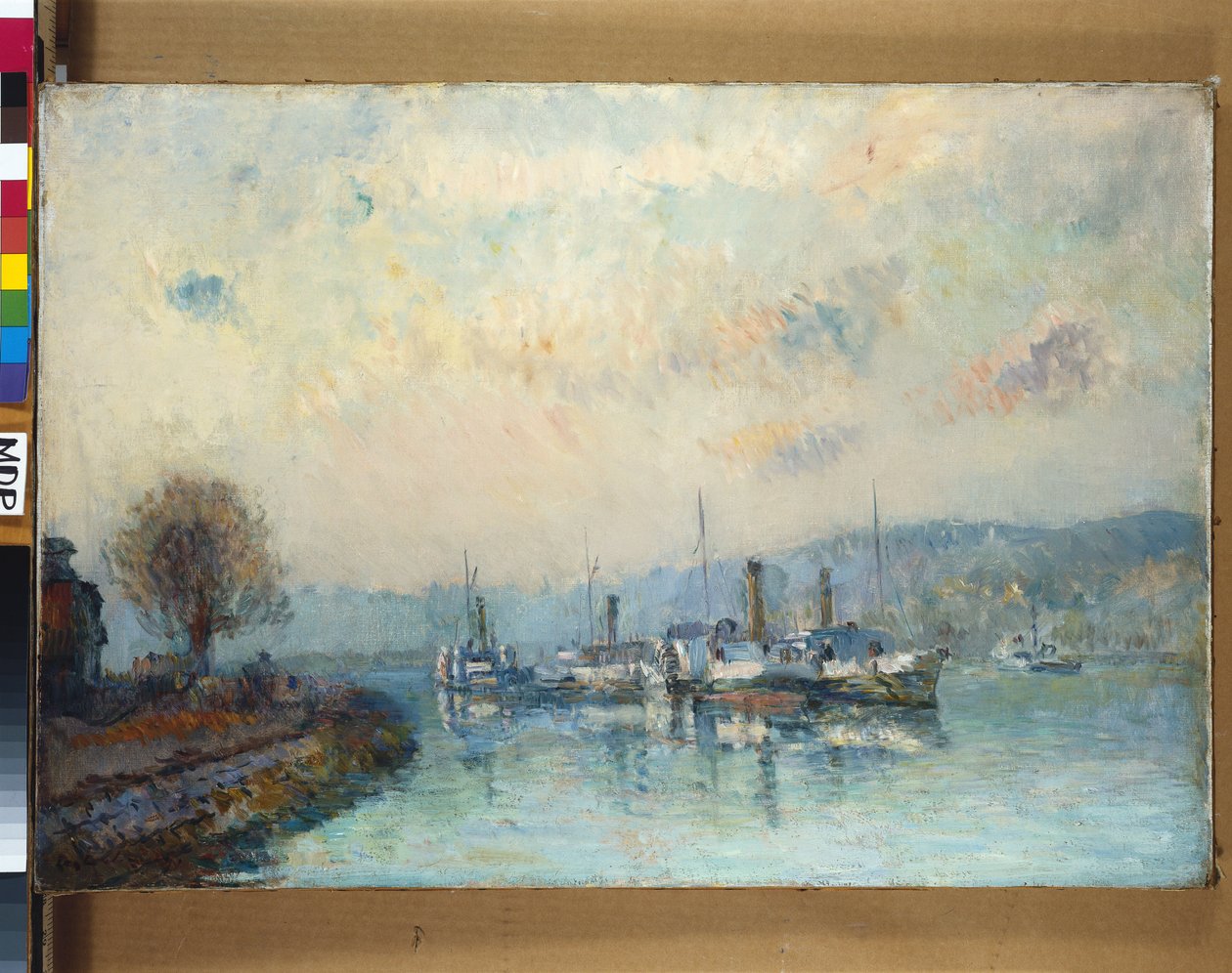 Fra bådehuset, udkanten af Rouen af Albert Charles Lebourg
