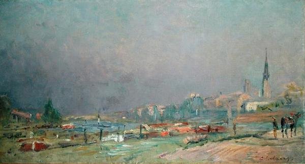 På flodbredden (olie på lærred) af Albert Charles Lebourg
