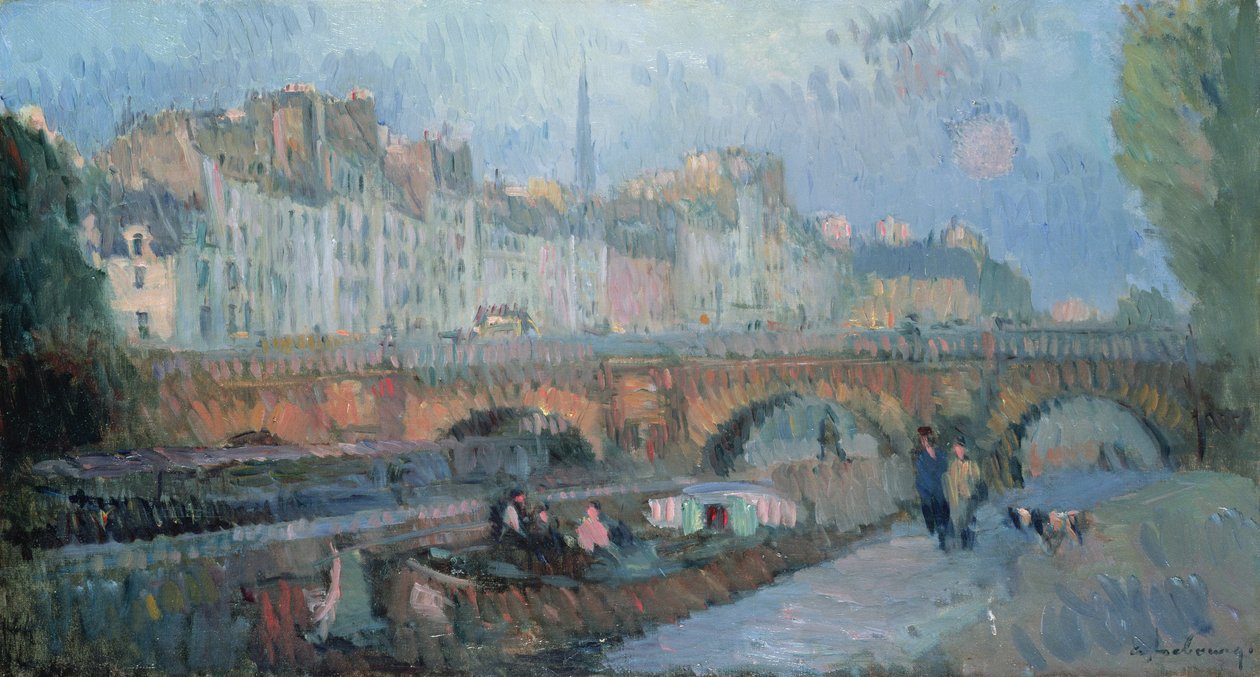 Pont Neuf og Quai de la Monnaie, Paris af Albert Charles Lebourg