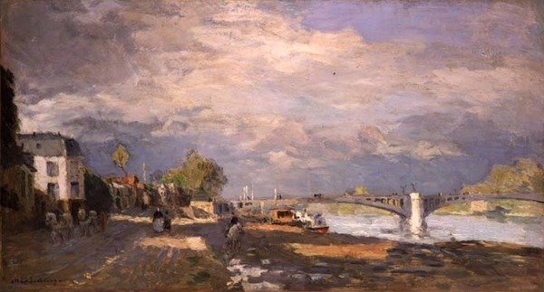 Walkers on the River Bank (olie på lærred) af Albert Charles Lebourg