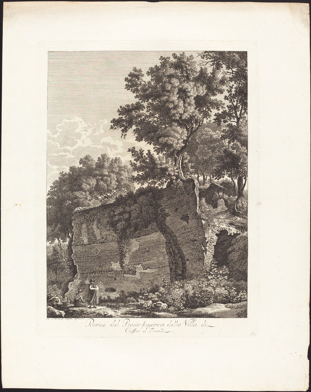 Ruinerne af den øverste etage af Villa di Cassio i Tivoli af Albert Christoph Dies